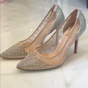 NEW Nude Mesh Heels With Embellishments